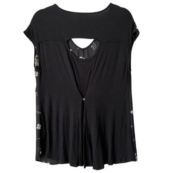 Maurices Women's Black Floral Short Sleeve Top Size Large - Picture 2 of 8